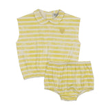 Kin Kin Neon Yellow Stripes Bloomer Set