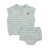Kin Kin Soft Blue Striped Bloomer Set