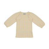 Kin Kin Yellow Gingham Printed 3/4 Sleeve T-Shirt