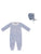 Kipp Blue Velour Piped Footie & Bonnet Set