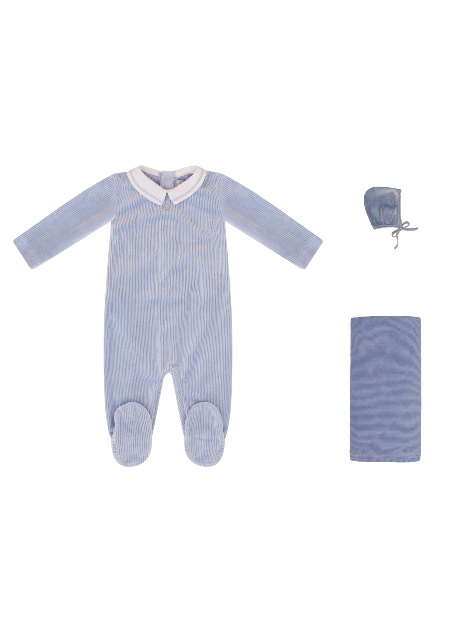 Kipp Blue Velour Piped Take Me Home Set