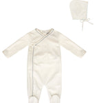 Kipp Blue Velour Waffle Footie & Bonnet