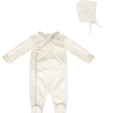 Kipp Blue Velour Waffle Footie & Bonnet