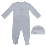 Kipp Blue Carrera Pinstripe Footie + Hat
