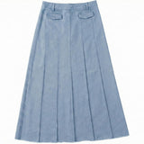 Kix Light Blue Fringed Hem Pleated Skirt