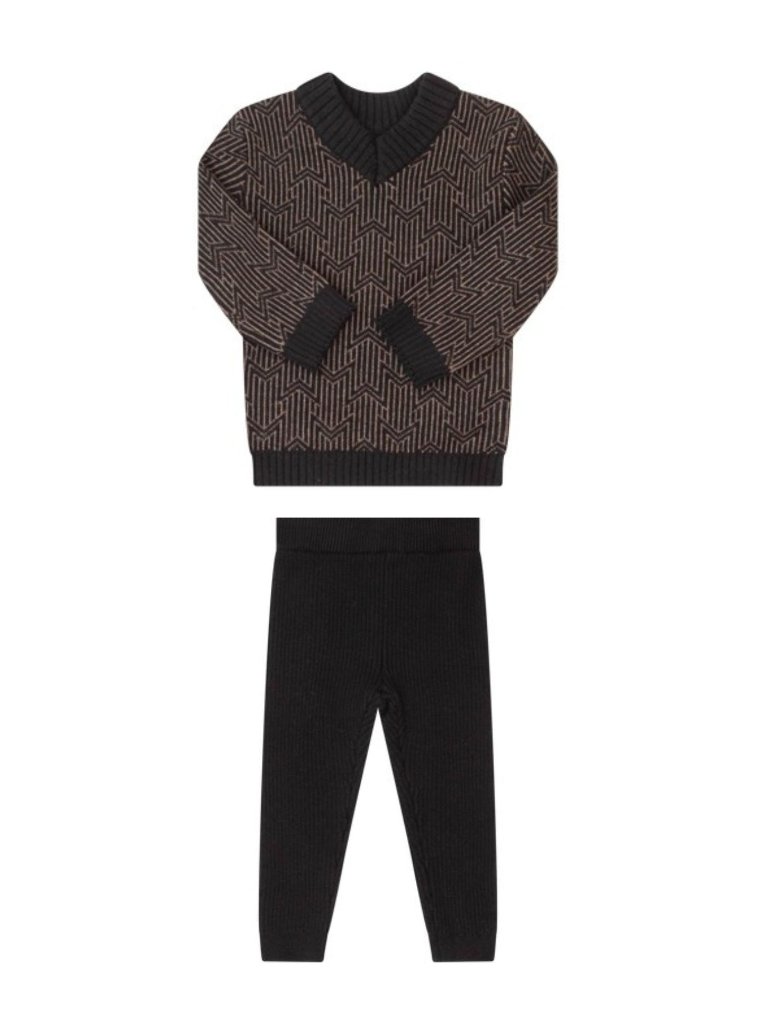 Klai Black Geometric Knit Set