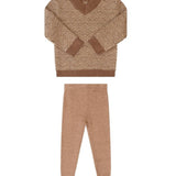 Klai Brown Geometric Knit Set