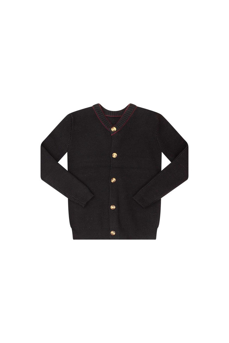 Klai Maroon Rib Trim Cardigan