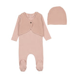 Bee & Dee Dusty Pink Knit Applique Footie Set