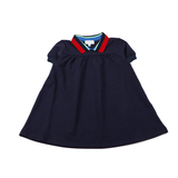 Bopop Navy Short Sleeve Striped Dress