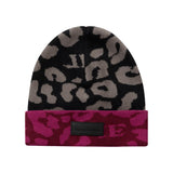Limited Edition Raspberry Leopard Knit Cuff Beanie