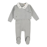 Lilette Soft Blue Knit Wrap Sleeveless Footie Set