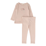 Lil Legs Pink Bird Print Pjs