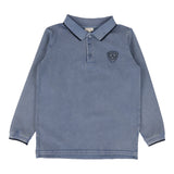 Lil Legs Denim Blue Long Sleeve Logo Polo