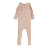 Lilette Soft Pink Knit Collar Ruffle Footie