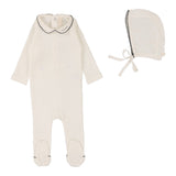 Lilette Winter White/Navy Edged Collar Footie Set