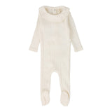 Lilette Milk Fine Pointelle Ruffle Collar Footie