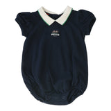 Analogie Navy Puff Sleeve Polo Romper