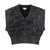 Luna Mae Black Denim Isla Distressed Vest