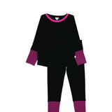 Lil Legs Black/Hot Pink Striped Cuff Pj's