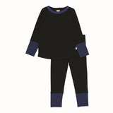 Lil Legs Black/Royal Blue Striped Cuff Pj's