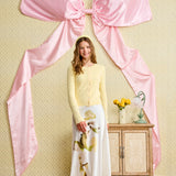 Laurent Cream A-Line Skirt With Center Floral Print