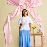 Laurent White And Blue Color Blocked Dress