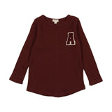 Lil Legs Burgundy Ribbed Applique Tee