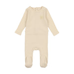 Lil Legs Ecru B Applique Footie