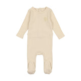 Lil Legs Ecru B Applique Footie