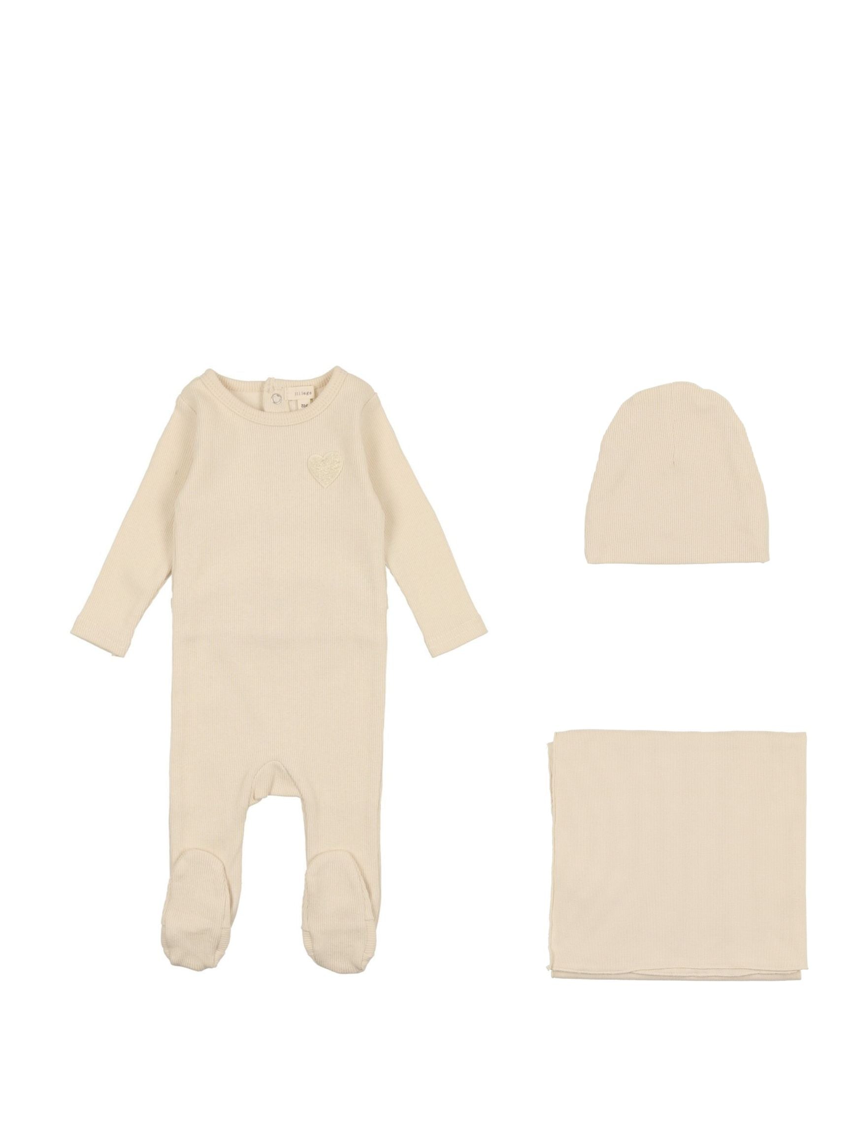Lil Legs Ecru Heart Applique Take Me Home Set