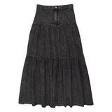 Lil Legs Black Wash Denim Tiered Maxi Skirt
