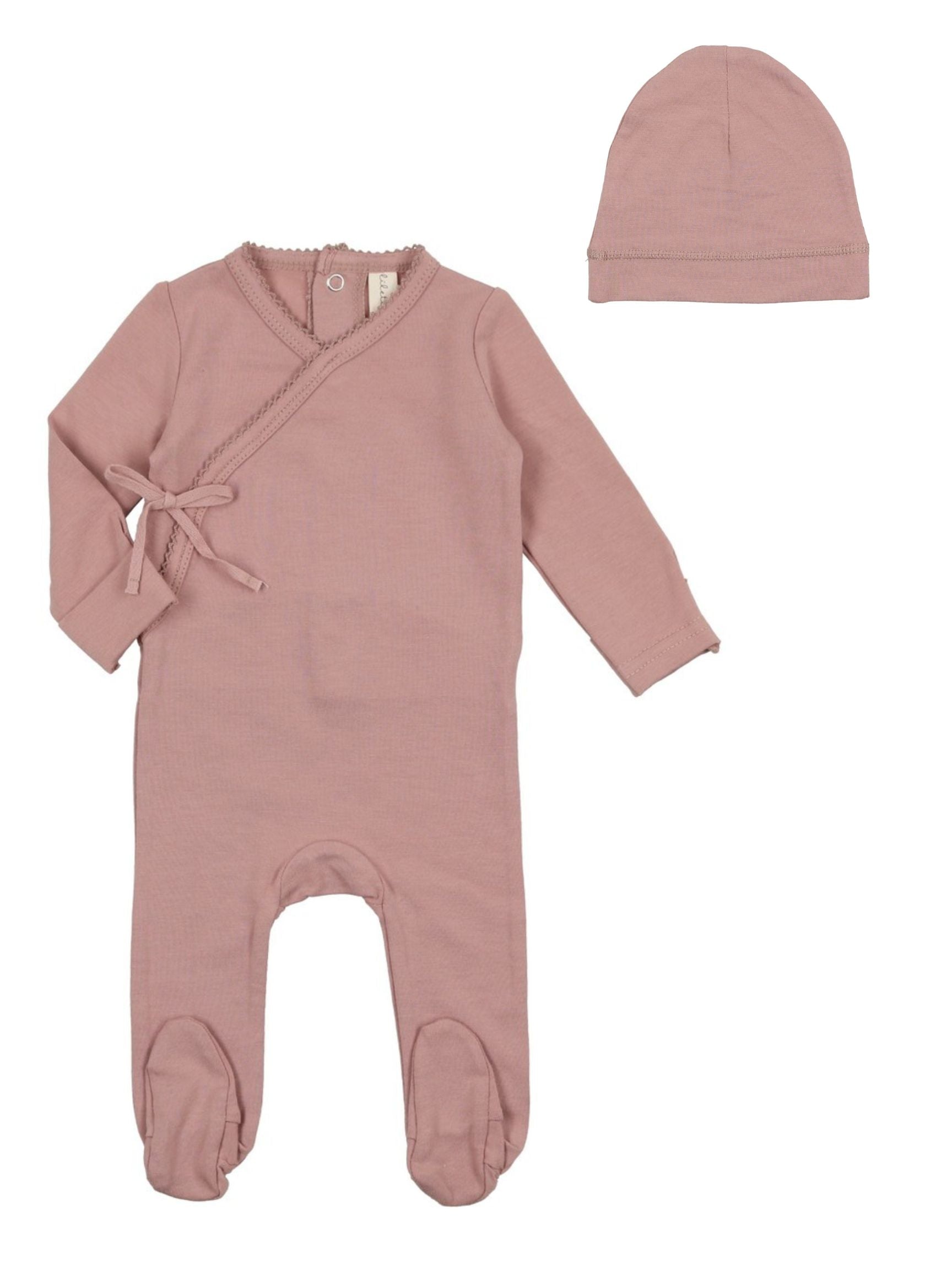 Lilette Rose Brushed Cotton Footie & Beanie Set