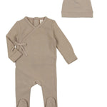 Lilette Taupe Brushed Cotton Footie & Beanie Set