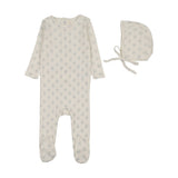 Lilette Cream/Blue Geo Floral Printed Footie Set