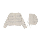 Lilette Cream/Light Blue Sweetheart Knit Cardigan Set