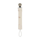 Lilette Cream/Pink Rosebud Pacifier Clip