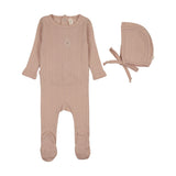 Lilette Dusty Pink Geo Floral Embroidered Footie Set