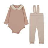 Lilette Dusty Pink Two Tone Knit Suspender Set Long