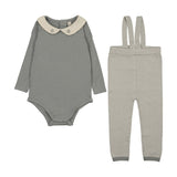Lilette Light Blue Two Tone Knit Suspender Set Long