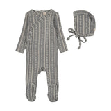 Lilette Pale Blue Linear Print Footie Set