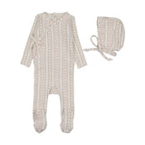 Lilette Cream/Pink Linear Print Footie Set