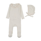 Lilette Cream/Pink Crochet Collar Footie Set