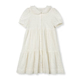 Lilou Ivory Eyelet Tiered Collared Dress