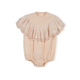 Lilou Peach Cotton Lace Ruffle Romper