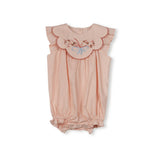 Lilou Pink Embroidered Bow Detail Romper