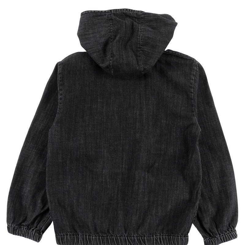 Loud Black Acid Wash Hooded Okay Top