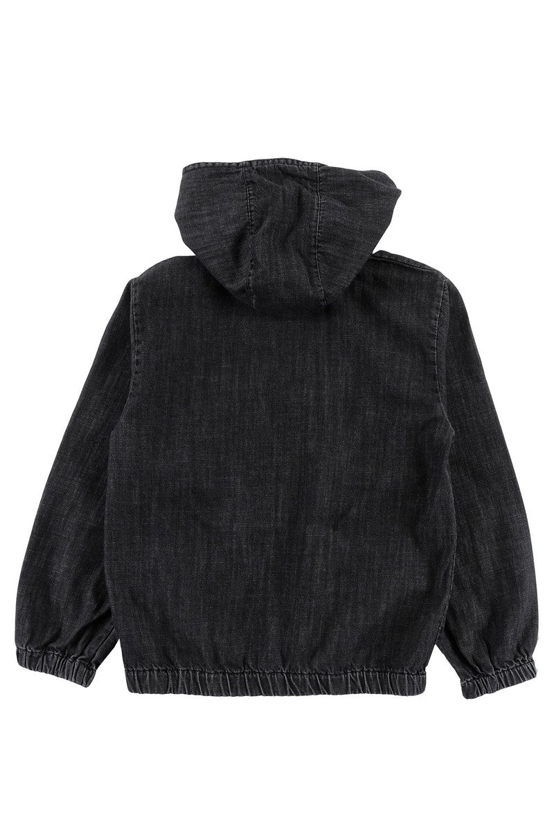Loud Black Acid Wash Hooded Okay Top