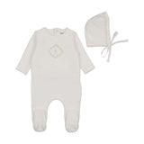 Bee & Dee Chalk White Lovely Loops Velour Footie Set