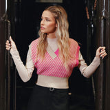 Luna Mae Bubblegum Lila Two Tone Knit Vest